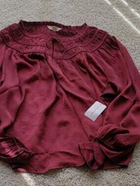 Lucky Brand Long Sleeved Dark Beet Blouse  (Brand New)